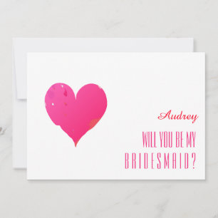 Red heart shape Will you be my Bridesmaid? Invitat Invitation