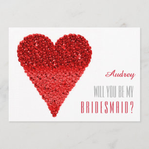 Red heart shape Will you be my Bridesmaid? Invitation