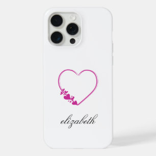 red heart shape withe background personalised iPhone 15 pro max case