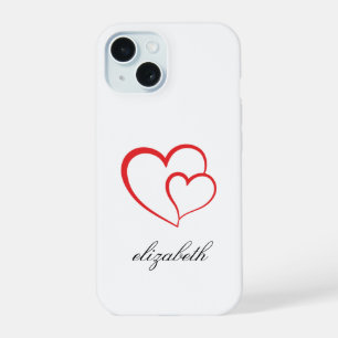 red heart shape withe background personalized iPhone 15 case