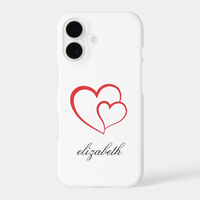red heart shape withe background personalized  iPhone case (Back)