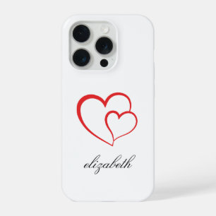 red heart shape withe background personalized iPhone 15 pro case