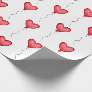 Red heart-shaped balloons Wrapping Paper