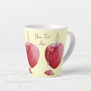 red heart shaped candle flame for love  latte mug