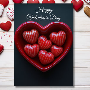 Red Heart-shaped chocolates Valentine's Greeting Card
