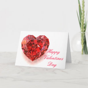 Red Heart Shaped Diamond Holiday Card
