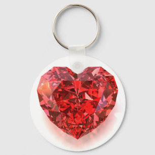 Red Heart Shaped Diamond Key Ring