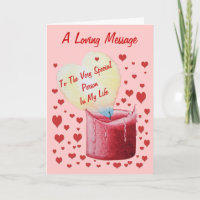 red heart shaped flame candle with love verse