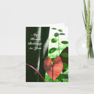 RED HEART-SHAPED PLANT '"MY HEART BELONGS TO YOU" HOLIDAY CARD