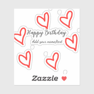 Red heart shapehappy birthday add name text simple