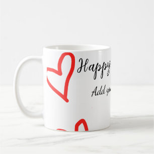 Red heart shapehappy birthday add name text simple coffee mug