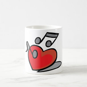Red Heart Singing Music Notes Coffee Mug