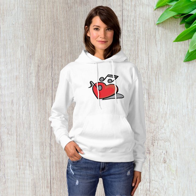 Red Heart Singing Music Notes Hoodie (Creator Uploaded)