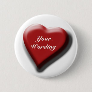 Red heart single customisable badges