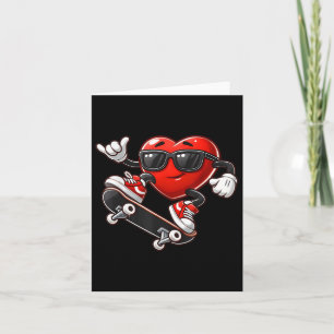 Red Heart Skateboarding Valentines Day Toddler Kid Card