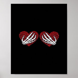 Red Heart Skeleton Hands Classic Design Poster