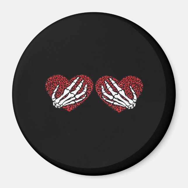 Red Heart Skeleton Hands Classic Magnet (Front)