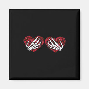 Red Heart Skeleton Hands Classic Magnet