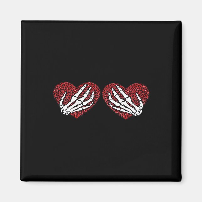 Red Heart Skeleton Hands Classic Magnet (Front)