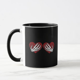 Red Heart Skeleton Hands Classic Mug