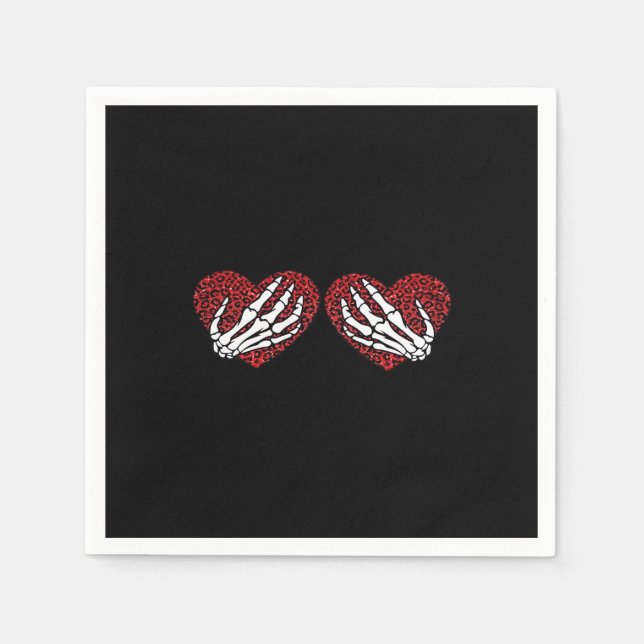 Red Heart Skeleton Hands Classic Napkin (Front)