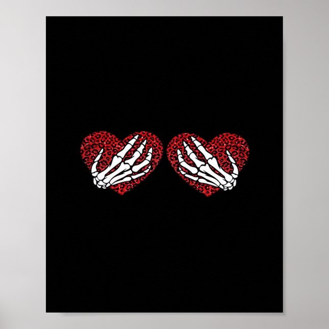 Red Heart Skeleton Hands Classic Poster (Front)