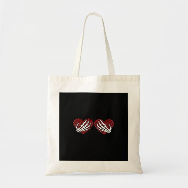 Red Heart Skeleton Hands Classic Tote Bag (Front)