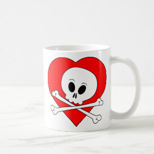 Red Heart Skull Coffee Mug