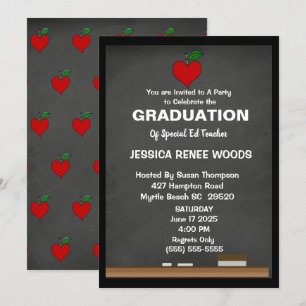 Red Heart Special Ed Teacher Graduation Invitation