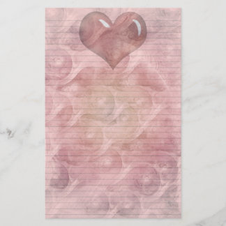 Red Heart stationery-optional lines Stationery