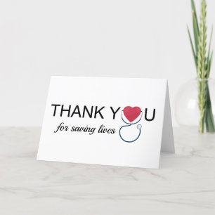 Red Heart Stethoscope Nurse Thank You Card