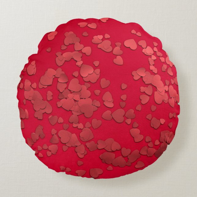 Red heart sticker digital round cushion (Front)