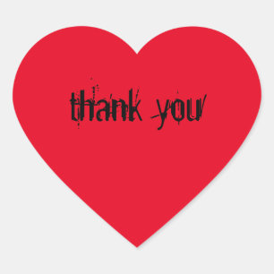 Red heart sticker with saying "thank you"