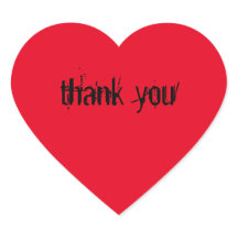 Red heart sticker with saying "thank you"