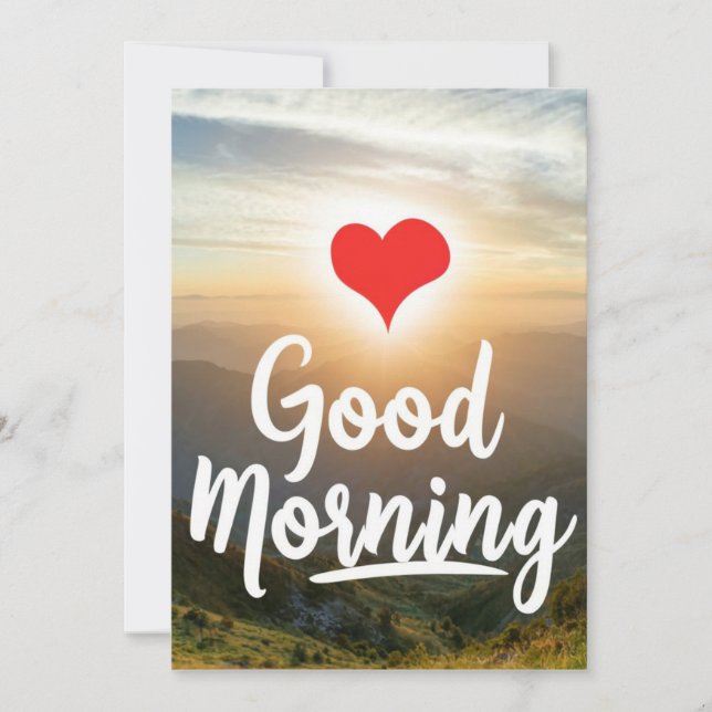Red Heart Sunny Good Morning Holiday Card (Front)