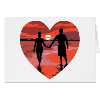 Red Heart Sunset Beach Holding Hands