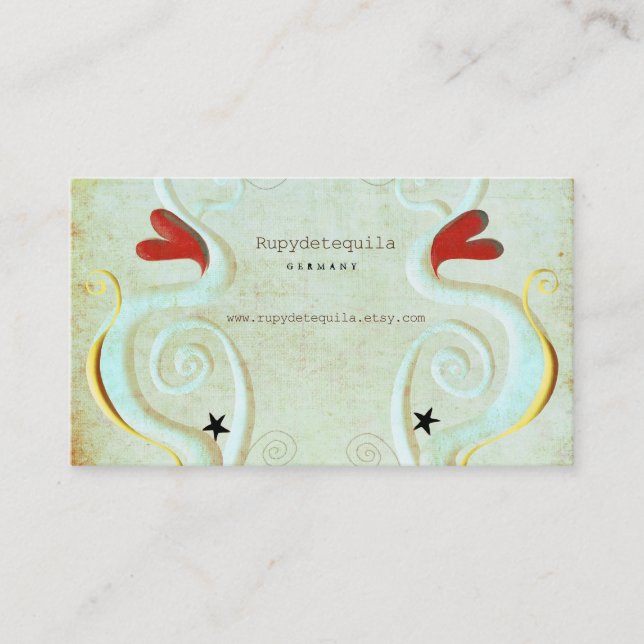 Red Heart Swirls 3dimension Business Card (Front)