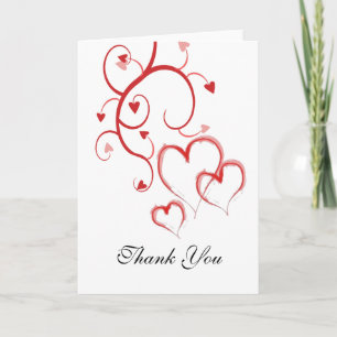 Red Heart Swirls Thank You Notes