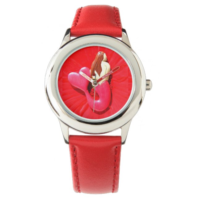 red heart-tail mermaid watch (Front)