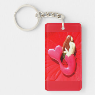 red heart-tailed mermaid key ring