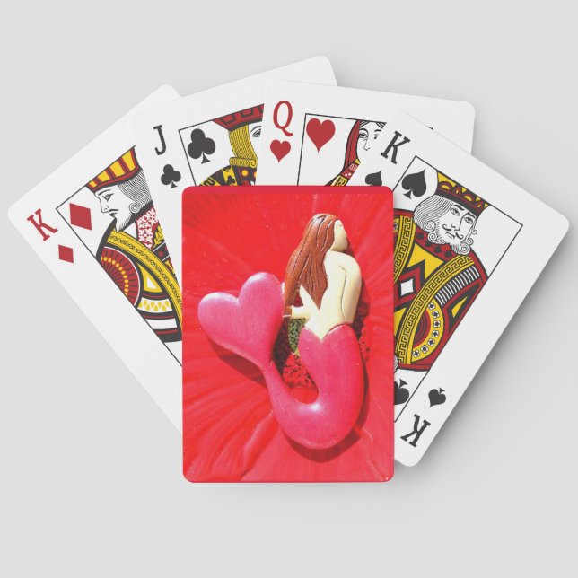 red heart-tailed mermaid playing cards (Back)