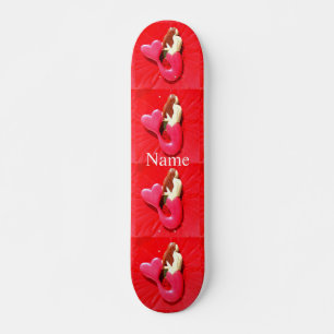 red heart-tailed mermaid skateboard deck