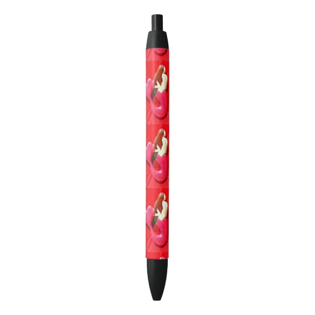 red heart-tailed mermaids black ink pen (Front Vertical)