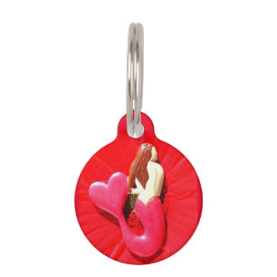 red heart-tailedmermaid beauty pet tag