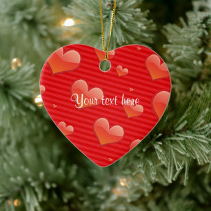 Red Heart Template, customizable, Ceramic Tree Decoration