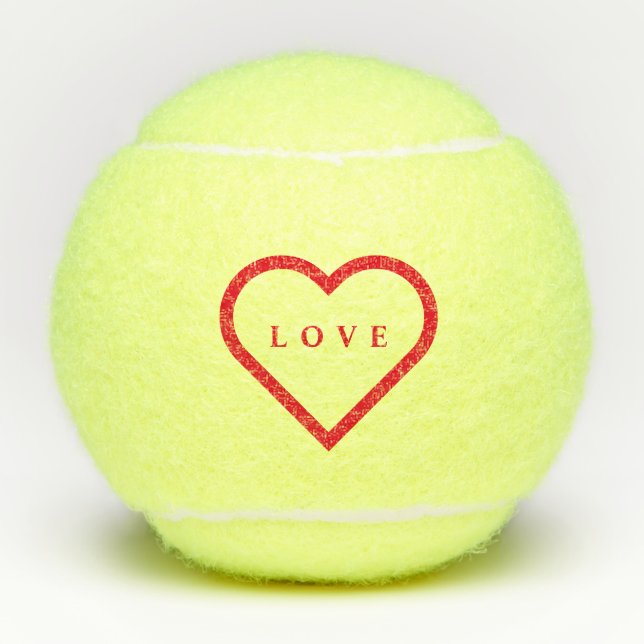 Red Heart Tennis Balls Gift with Love Text (Front)