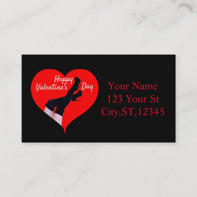Red Heart Thigh-high Boots Valentine Thunder_Cove Business Card (Front)