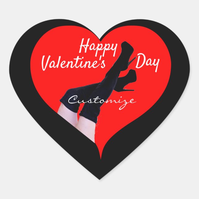 Red Heart Thigh-high Boots Valentine Thunder_Cove  Heart Sticker (Front)