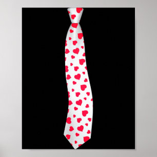 Red Heart Tie Funny Valentines Day Men Boys  Poster