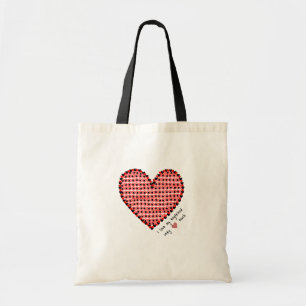Red heart tote bag